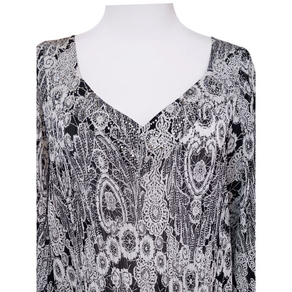 AVENUE Blouse Tunic Top 26/28 3X Accordion Pleat Beads Bling Travel Career Flare - Picture 12 of 12